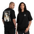 Unisex Oversized Graphic T-Shirt, Black, Cotton, Short Sleeve, Crew Neck, Streetwear Style