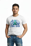 Cotton Printed T-Shirt for Men's, White, Mindfulness and Meditation Theme, Short Sleeve, Crew Neck, Regular Fit