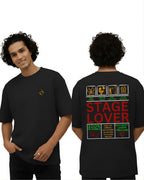 Stage Lover Graphic Print Pure Cotton Bio-Washed Boxy Oversized T-Shirt, Crew Neck, Casual Streetwear