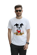 Men's White Cotton Graphic Printed T-Shirt, Regular Fit, Crew Neck, Dog Lover Design, Casual Wear