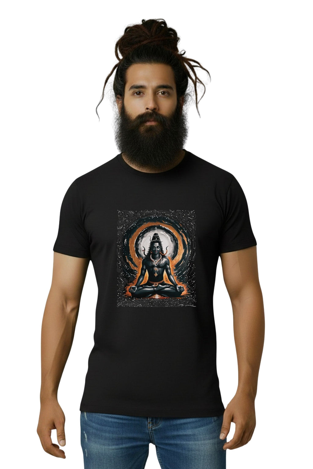 Shiva Graphic Printed Black Cotton T-Shirt for Men, Regular Fit, Crew Neck, Short Sleeve