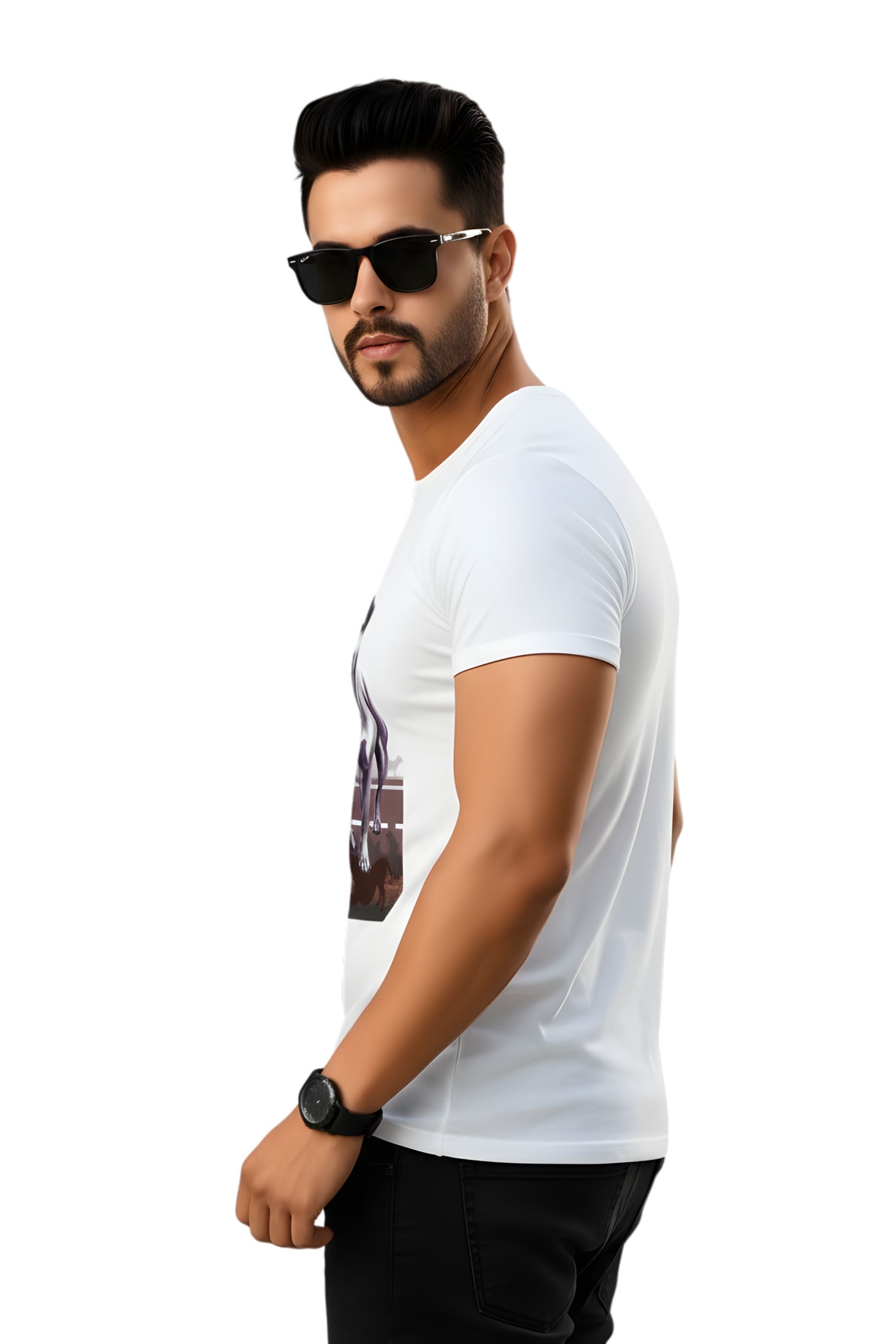 Men's White Cotton Graphic Printed T-Shirt, Regular Fit, Crew Neck, Dog Lover Design