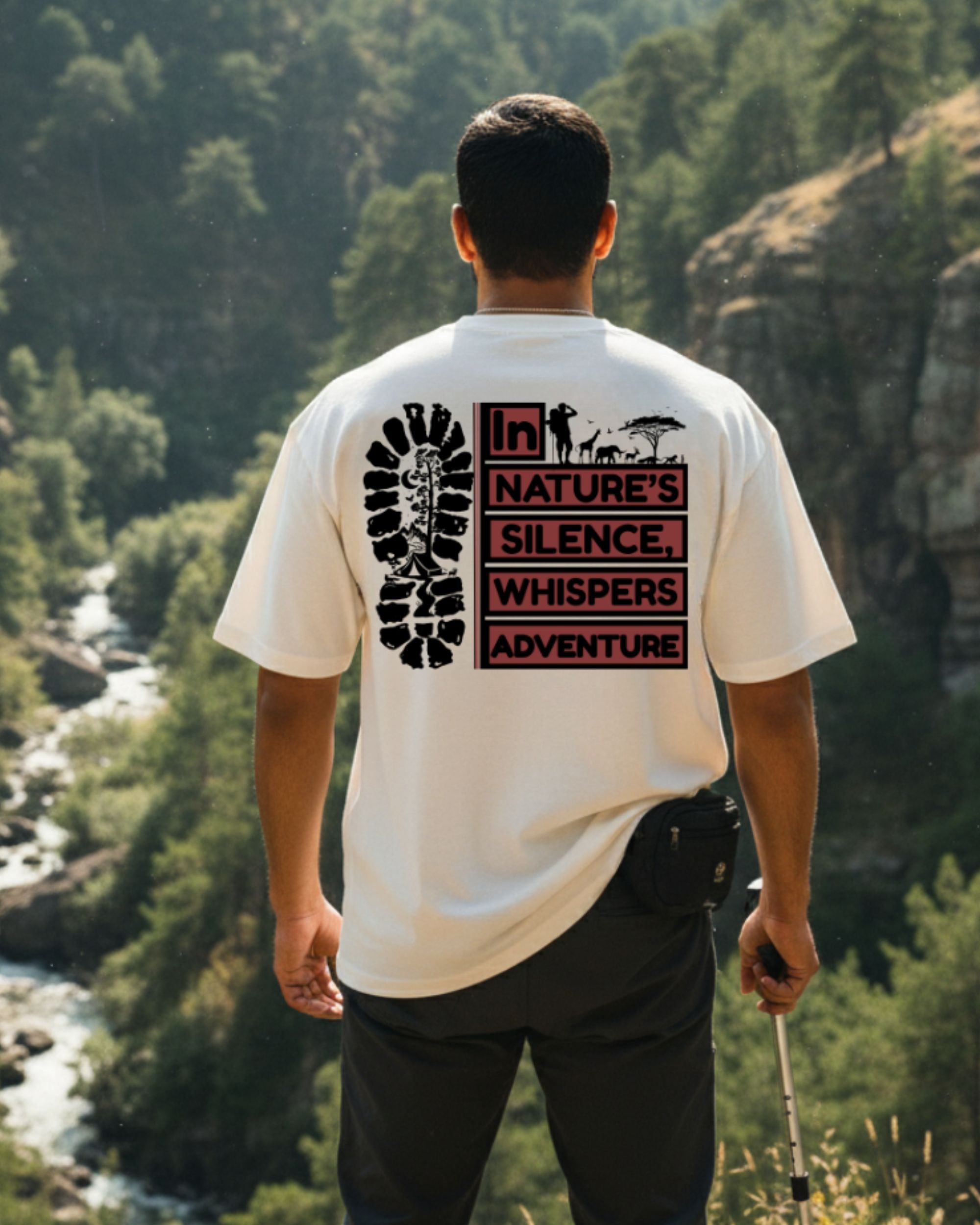 Oversized Unisex T-Shirt, Travel and Adventure Graphic Print, 100% Cotton Breathable Fabric, Cream, Short Sleeve, Casual Streetwear