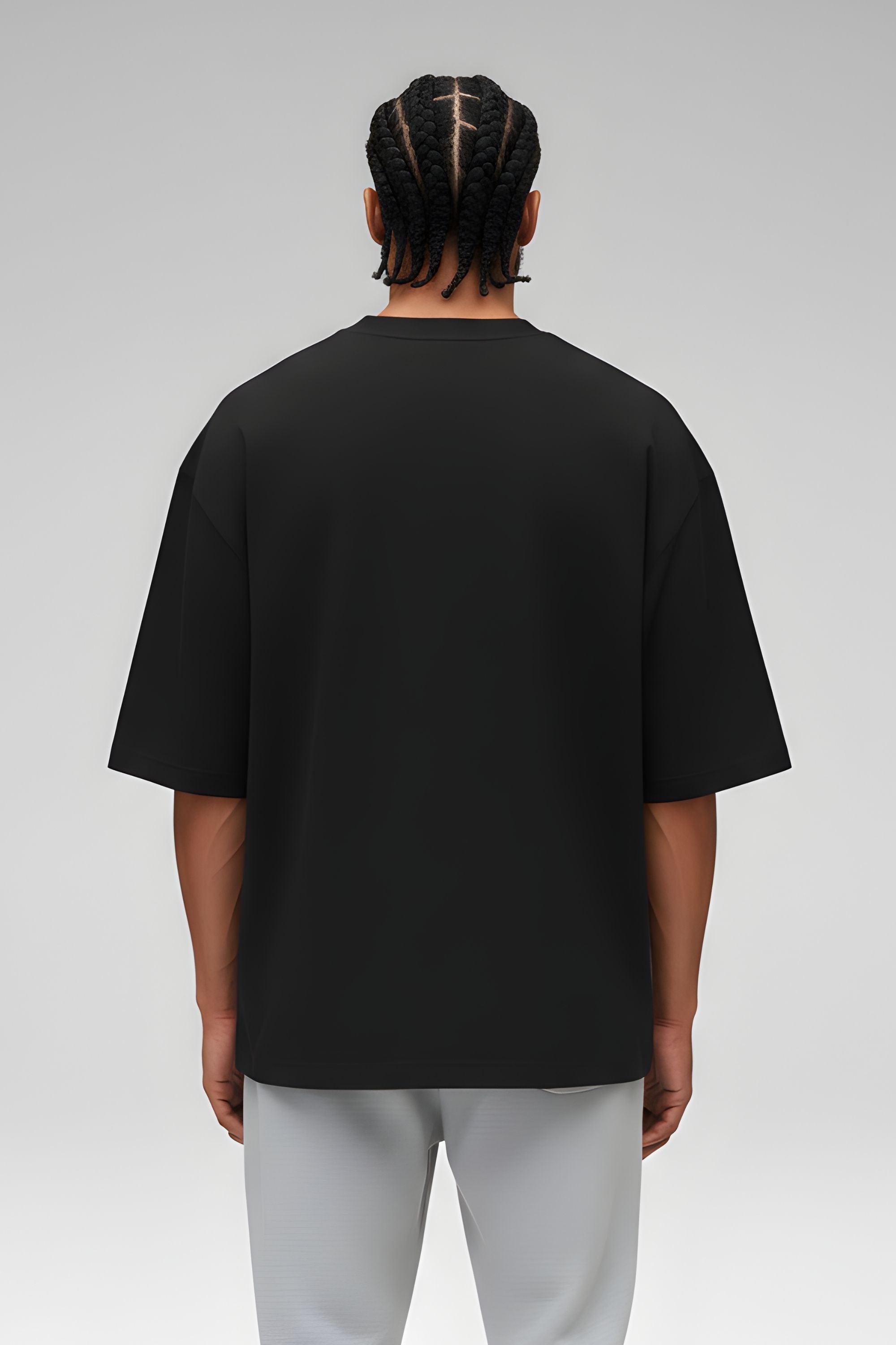 Unisex Aesthetic Typography Black Oversized T-Shirt | Drop Shoulder Baggy Fit Cotton Tee