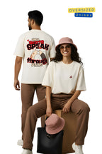 Hearts Speak Through Paws Oversized Graphic Tee - Off-White Premium Cotton, Unisex Fit