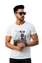 Men's White Cotton Graphic Printed T-Shirt, Regular Fit, Crew Neck, Dog Lover Design