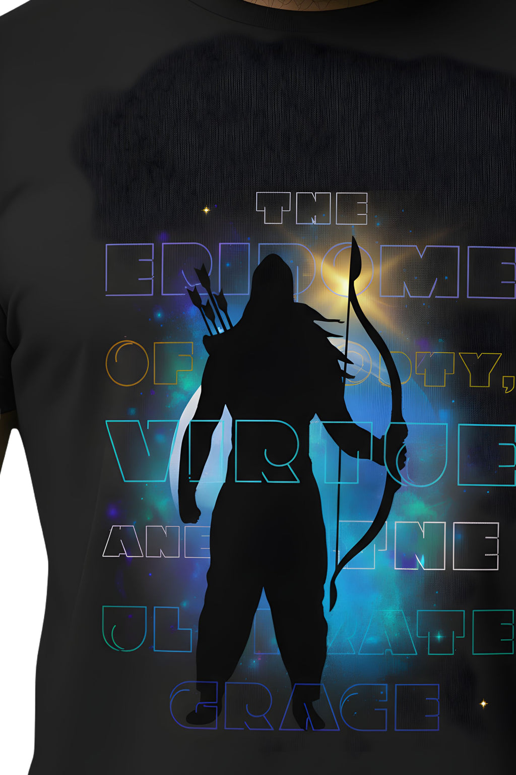 Black Cotton Printed T-Shirt for Unisex, Shri Ram The Ideal Man, Short Sleeve, Crew Neck, Regular Fit