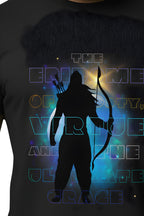 Black Cotton Printed T-Shirt for Unisex, Shri Ram The Ideal Man, Short Sleeve, Crew Neck, Regular Fit