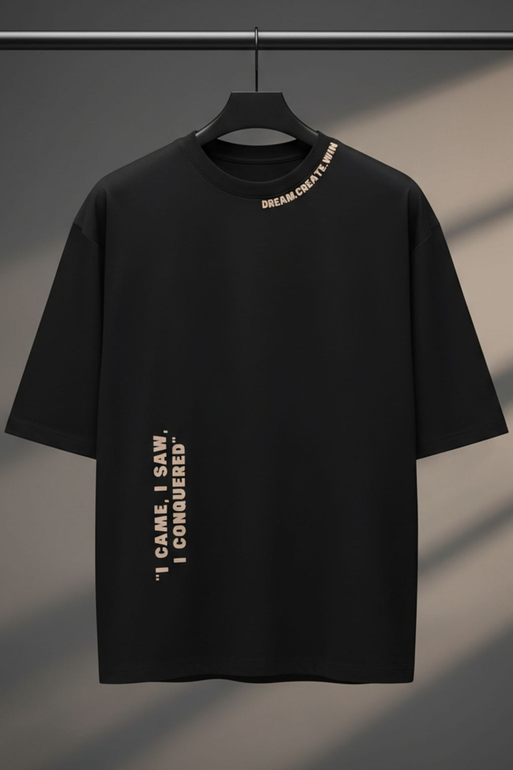 Unisex Aesthetic Typography Black Oversized T-Shirt | Drop Shoulder Baggy Fit Cotton Tee