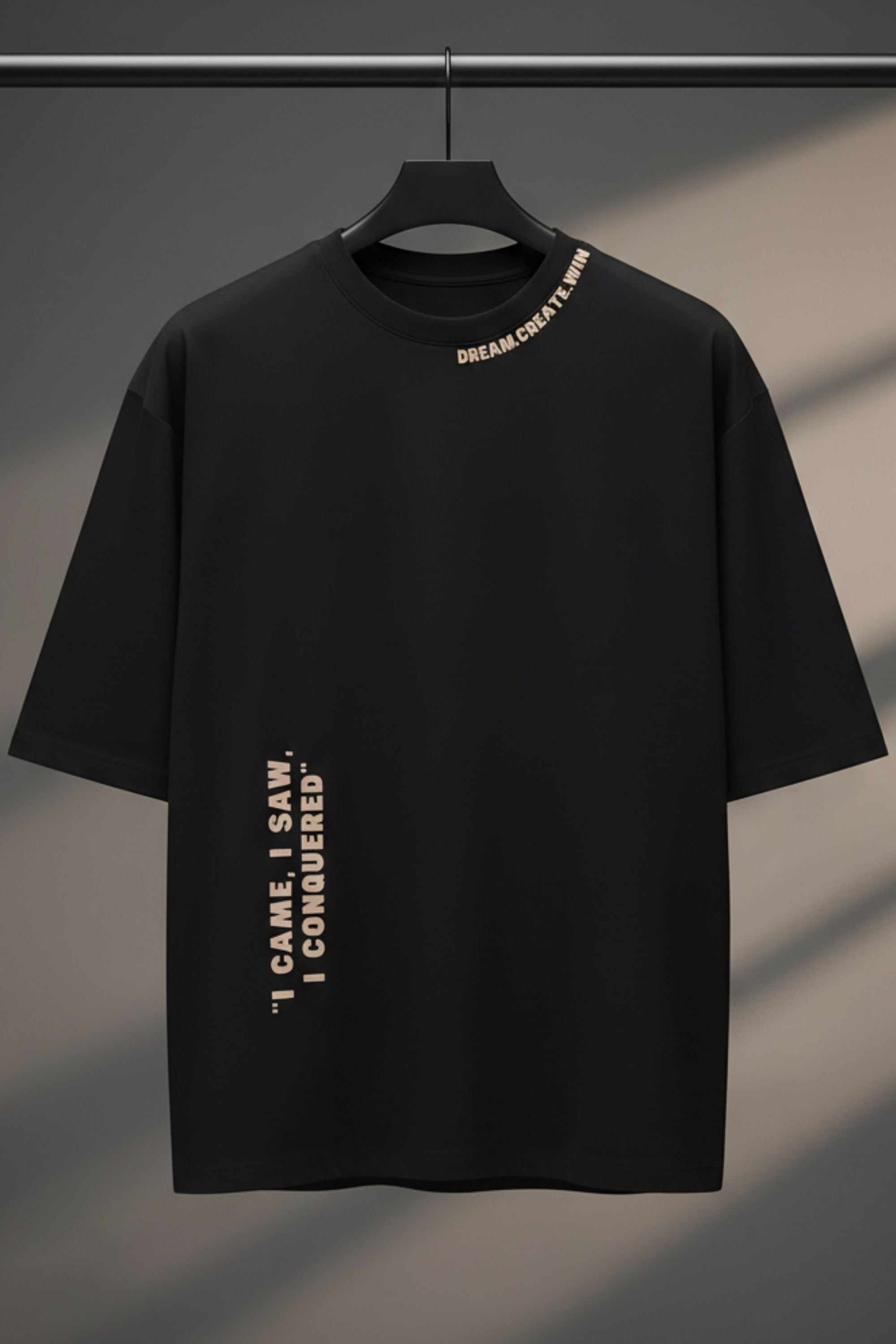 Unisex Aesthetic Typography Black Oversized T-Shirt | Drop Shoulder Baggy Fit Cotton Tee