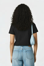Modern Goddess Women's Black Cotton T-Shirt, Graphic Print, Casual, Crew Neck, Short Sleeve