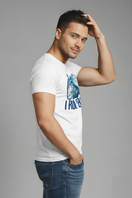 Cotton Printed T-Shirt for Men's, White, Mindfulness and Meditation Theme, Short Sleeve, Crew Neck, Regular Fit