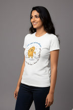 Women's Cotton Graphic T-Shirt, White, Dog Lover Print, Crew Neck, Short Sleeve, Regular Fit