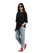Stage Lover Graphic Oversized T-Shirt, Black, Bio-Washed Breathable Pure Cotton, Half Sleeve, Crew Neck, Casual Streetwear