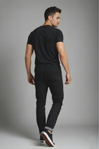 Black Cotton Printed T-Shirt for Man, Meditation Wellness Theme, Short Sleeve, Crew Neck, Regular Fit