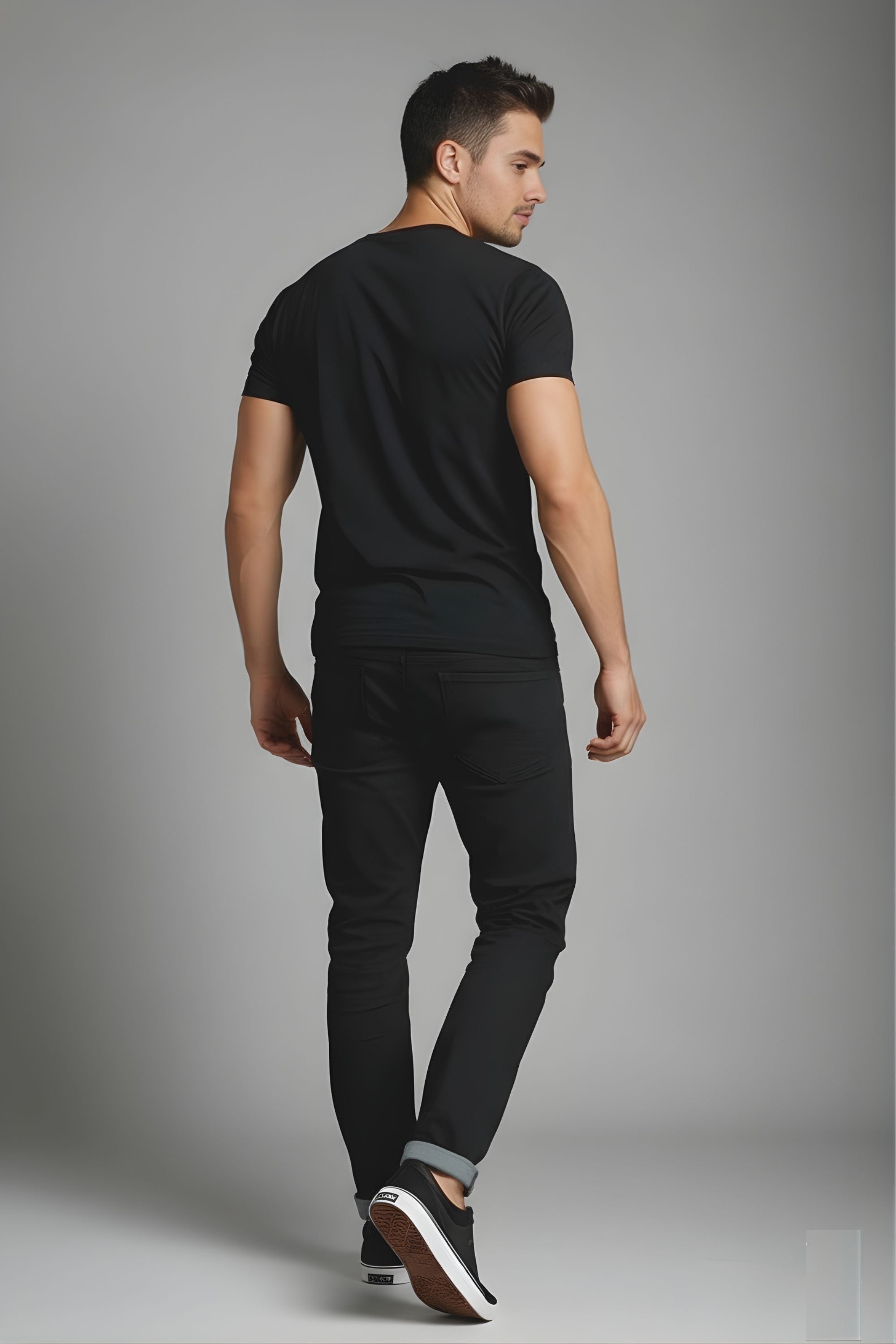 Black Cotton Printed T-Shirt for Man, Meditation Wellness Theme, Short Sleeve, Crew Neck, Regular Fit