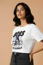 Cotton T-Shirt for Women, White, Dog Lover Graphic Print, Crew Neck, Short Sleeve, Regular Fit, Casual Wear