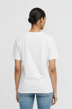 Women's Cotton Printed T-Shirt, White, Short Sleeve, Crew Neck, Ocean Theme Graphic, Regular Fit
