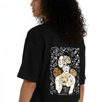 Unisex Oversized Graphic T-Shirt, Black, Cotton, Short Sleeve, Crew Neck, Streetwear Style
