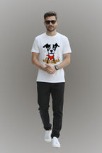 Men's White Cotton Graphic Printed T-Shirt, Regular Fit, Crew Neck, Dog Lover Design, Casual Wear