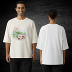 Hand-Painted Koi Fish Lotus Pond Oversized T-Shirt