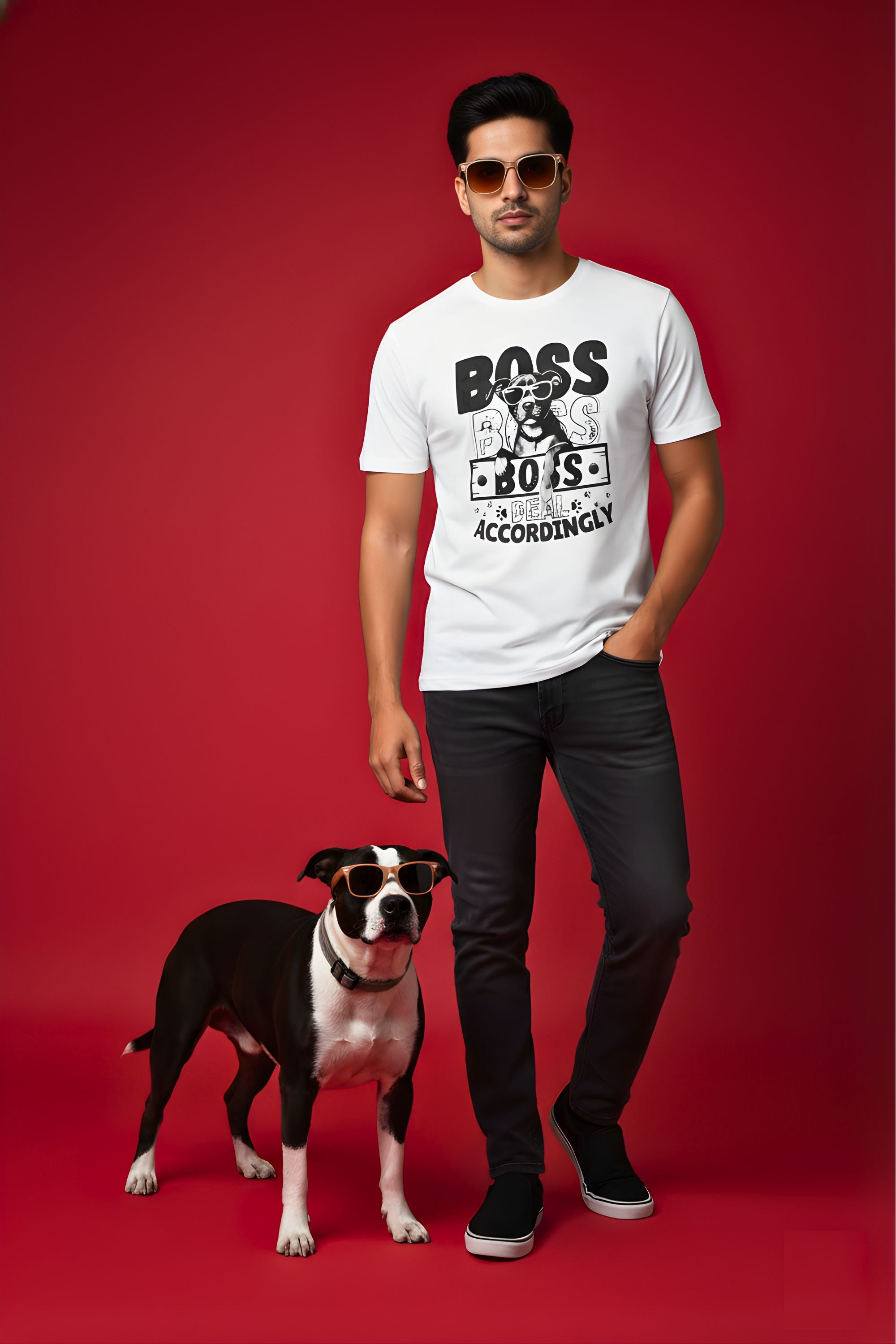 Cotton T-Shirt for men, White, Dog Lover Graphic Print, Crew Neck, Short Sleeve, Regular Fit, Casual Wear
