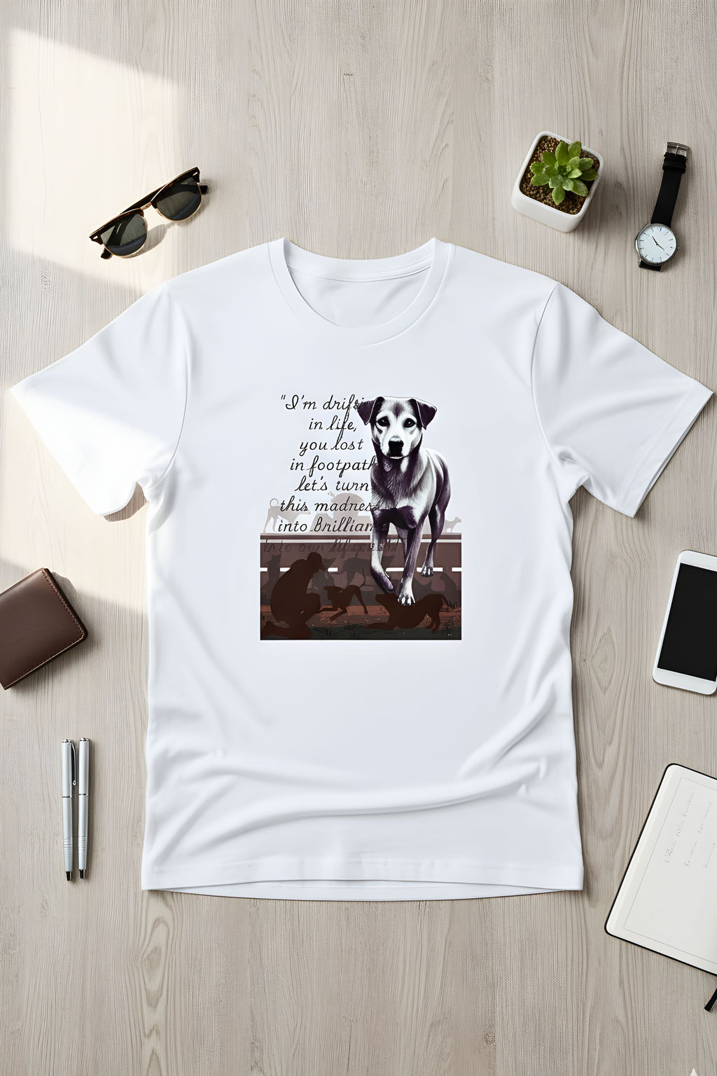 Men's White Cotton Graphic Printed T-Shirt, Regular Fit, Crew Neck, Dog Lover Design