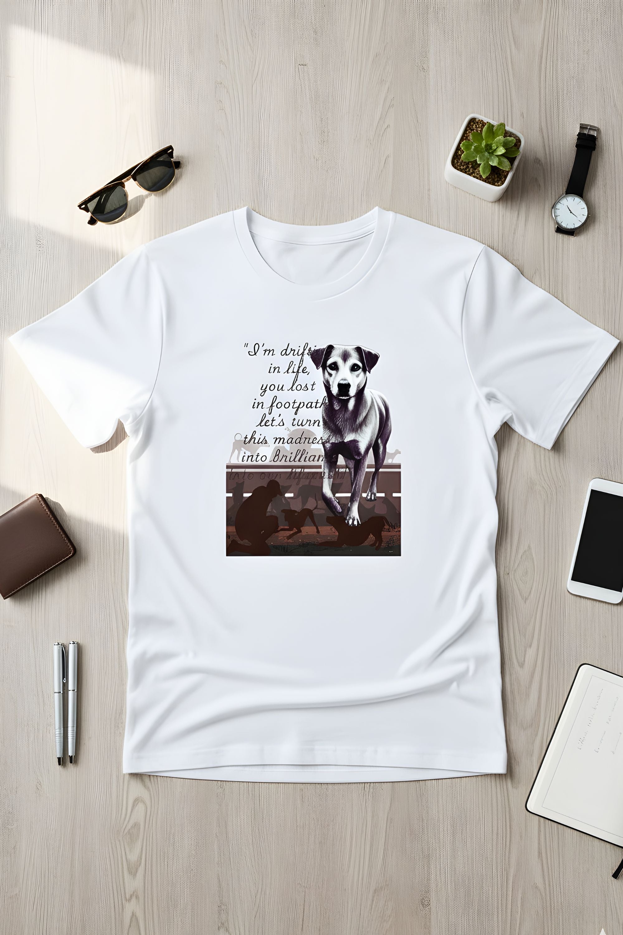 Men's White Cotton Graphic Printed T-Shirt, Regular Fit, Crew Neck, Dog Lover Design