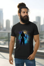 Black Cotton Printed T-Shirt for Unisex, Shri Ram The Ideal Man, Short Sleeve, Crew Neck, Regular Fit
