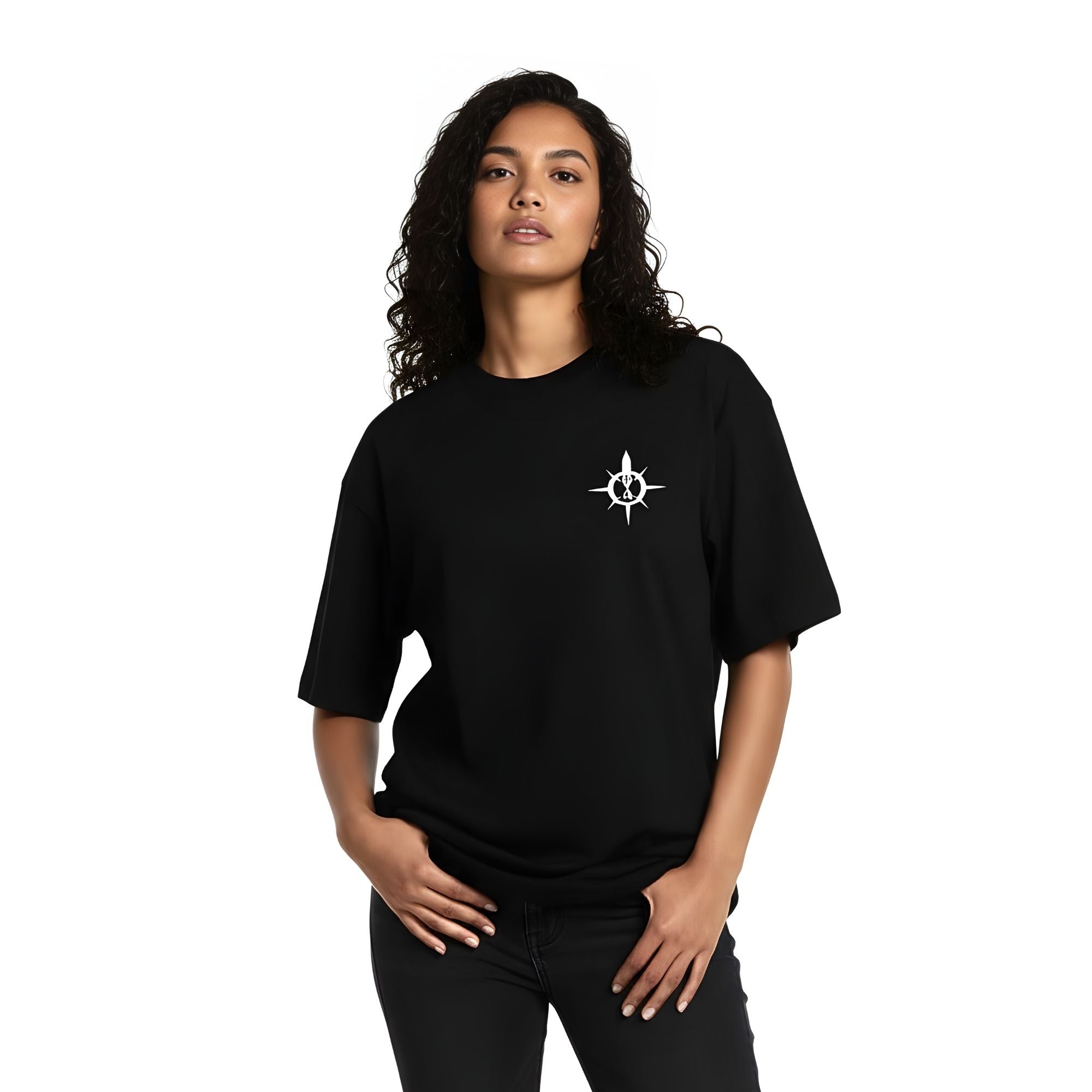Unisex Oversized Graphic T-Shirt, Black, Cotton, Short Sleeve, Crew Neck, Streetwear Style