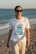 Women's Cotton Printed T-Shirt, White, Short Sleeve, Crew Neck, Ocean Theme Graphic, Regular Fit