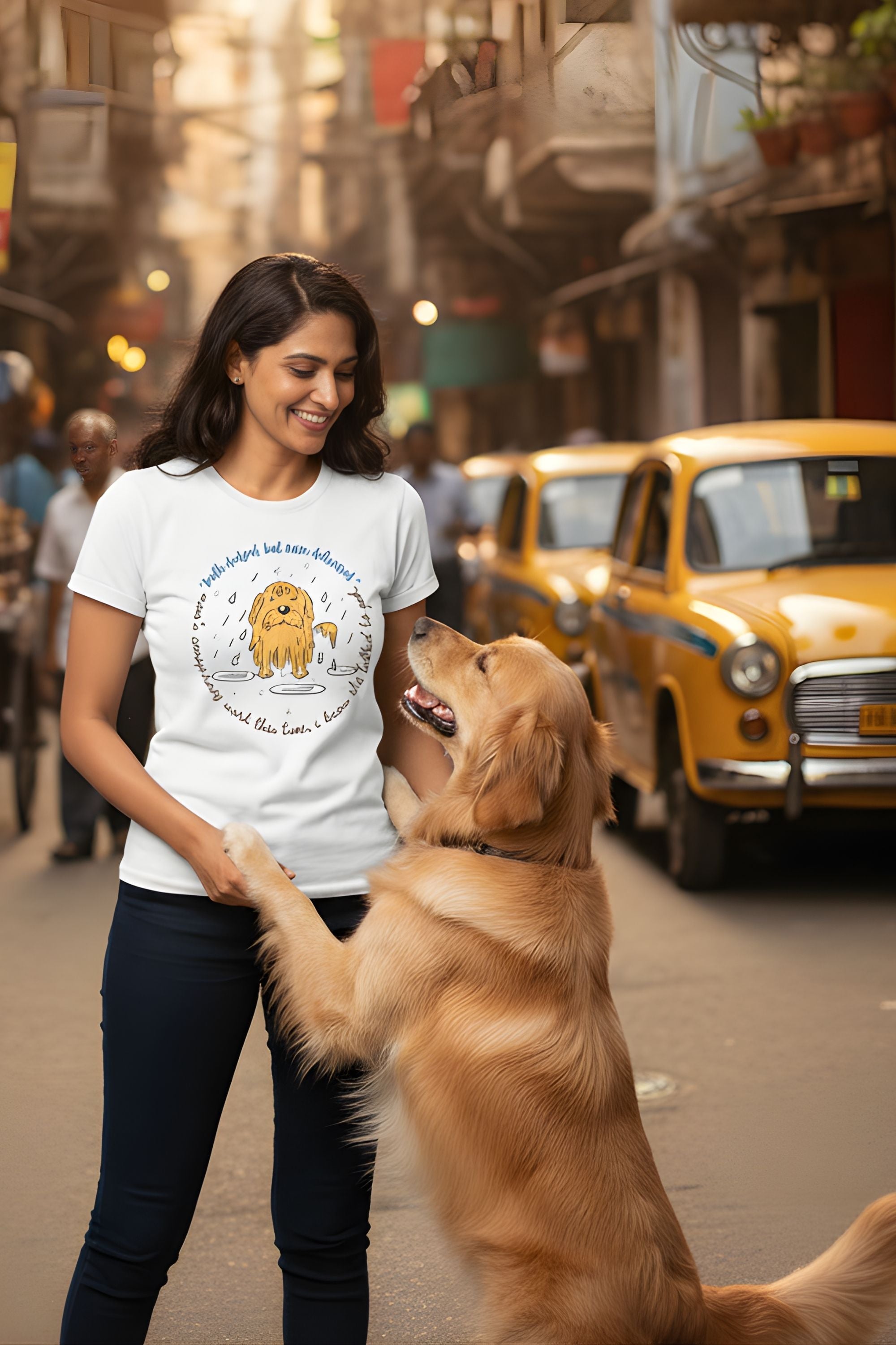Women's Cotton Graphic T-Shirt, White, Dog Lover Print, Crew Neck, Short Sleeve, Regular Fit