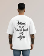 Ravan Ten-Headed Graphic Oversized T-Shirt, White, Cotton, Printed, Crew Neck, Half Sleeve