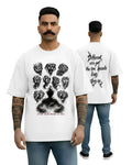 Ravan Ten-Headed Graphic Oversized T-Shirt, White, Cotton, Printed, Crew Neck, Half Sleeve