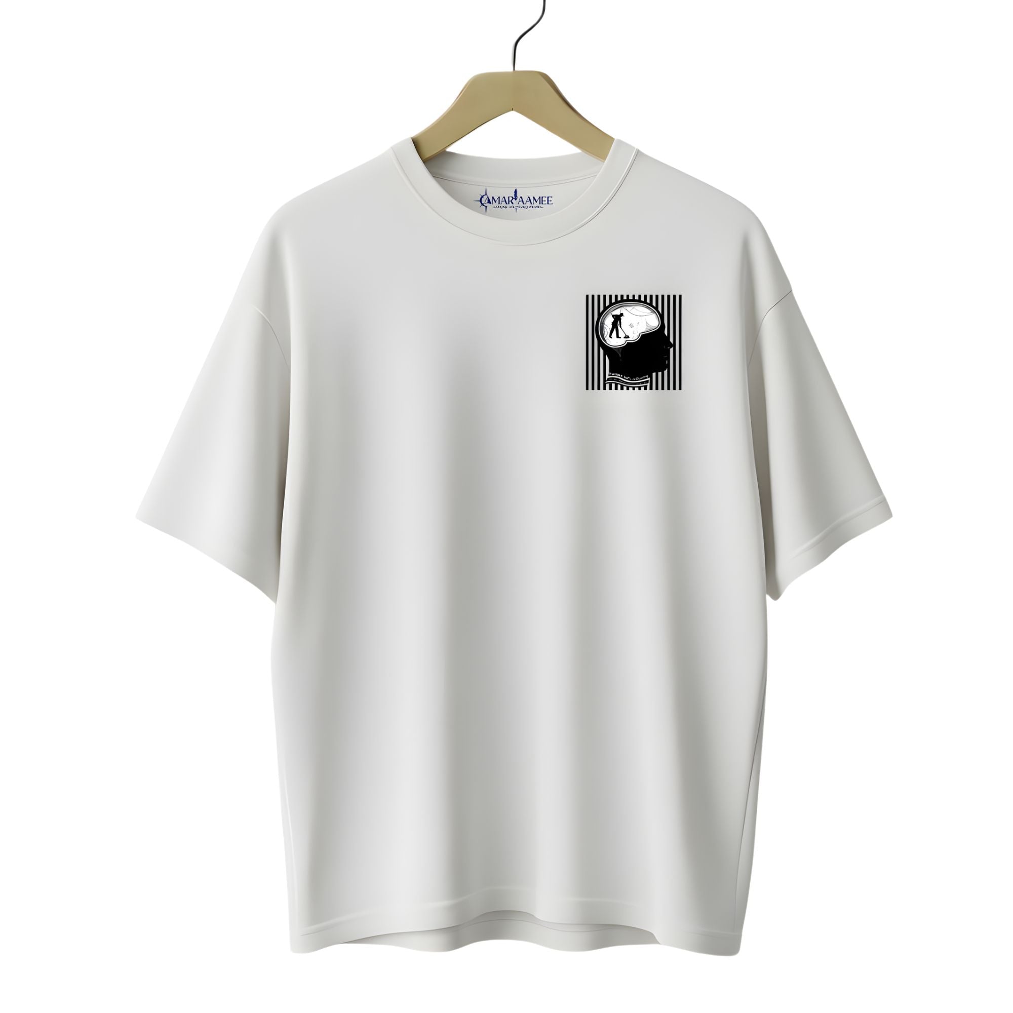Unisex Cotton Oversized T-Shirt, Off White, Crew Neck, Drop Shoulder, Short Sleeve, Positivity Mind Theme Printed Graphic