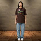 Hand-Painted Koi Fish Lotus Pond Oversized T-Shirt