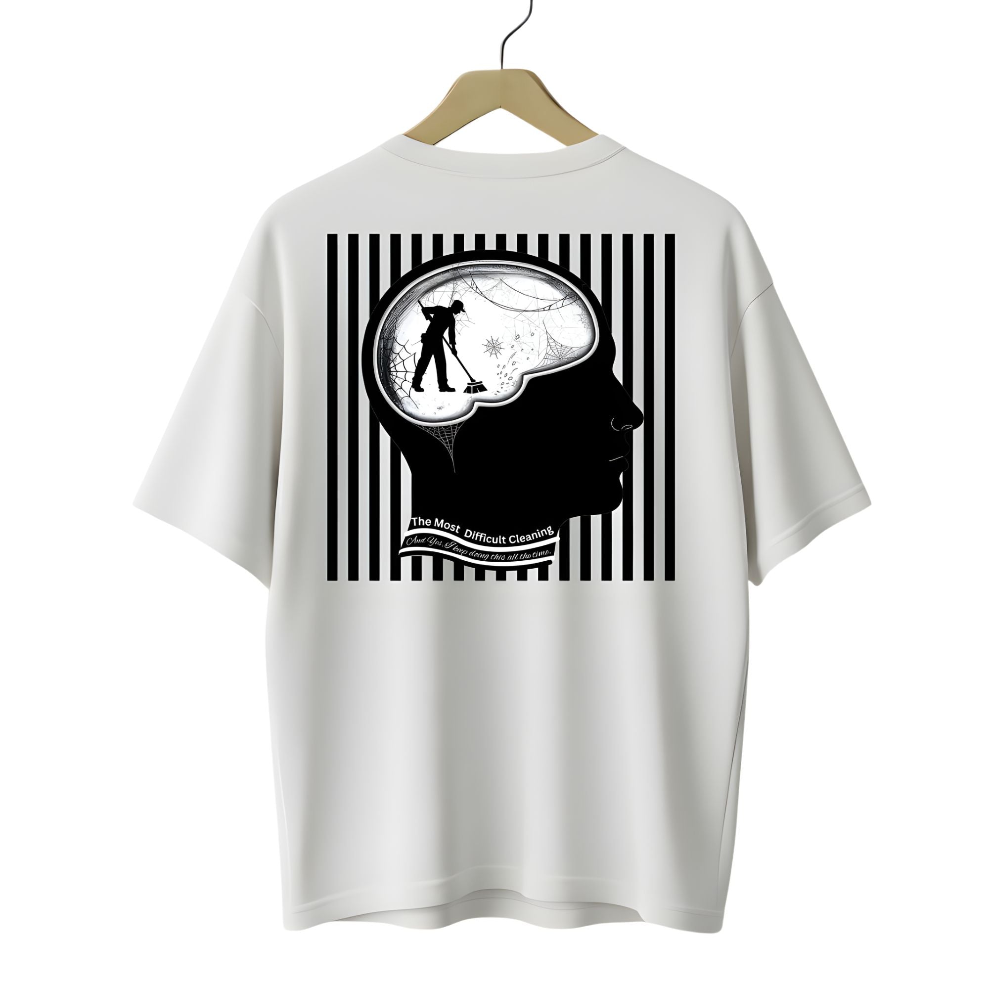 Unisex Cotton Oversized T-Shirt, Off White, Crew Neck, Drop Shoulder, Short Sleeve, Positivity Mind Theme Printed Graphic