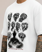 Ravan Ten-Headed Graphic Oversized T-Shirt, White, Cotton, Printed, Crew Neck, Half Sleeve