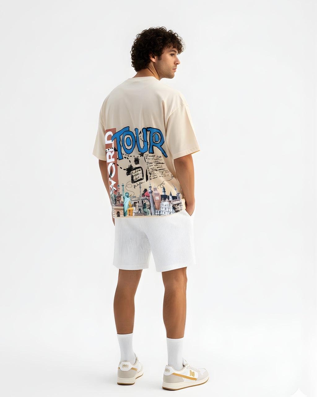World Tour Oversized T-Shirt, Cotton, Printed Graphic, Crew Neck, Casual Streetwear, Unisex