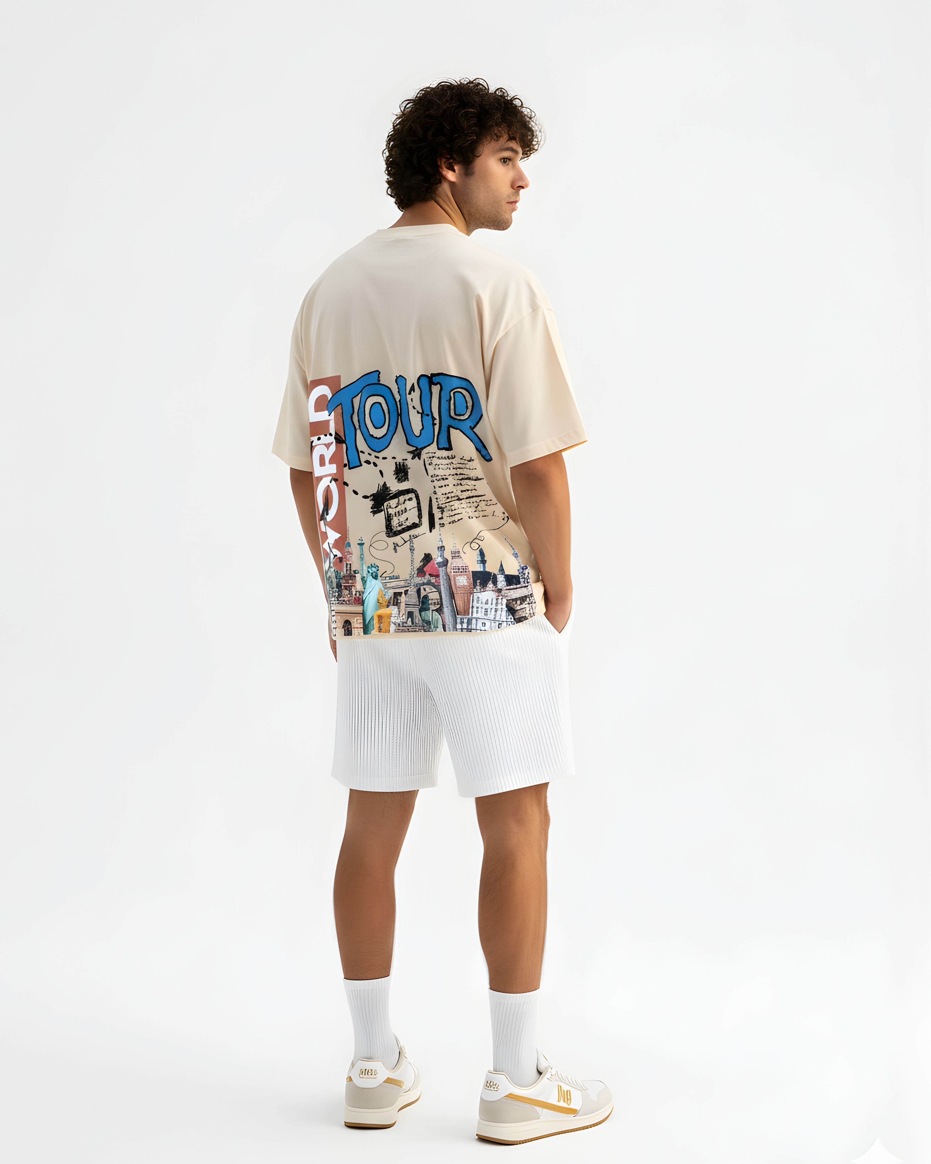 World Tour Oversized T-Shirt, Cotton, Printed Graphic, Crew Neck, Casual Streetwear, Unisex