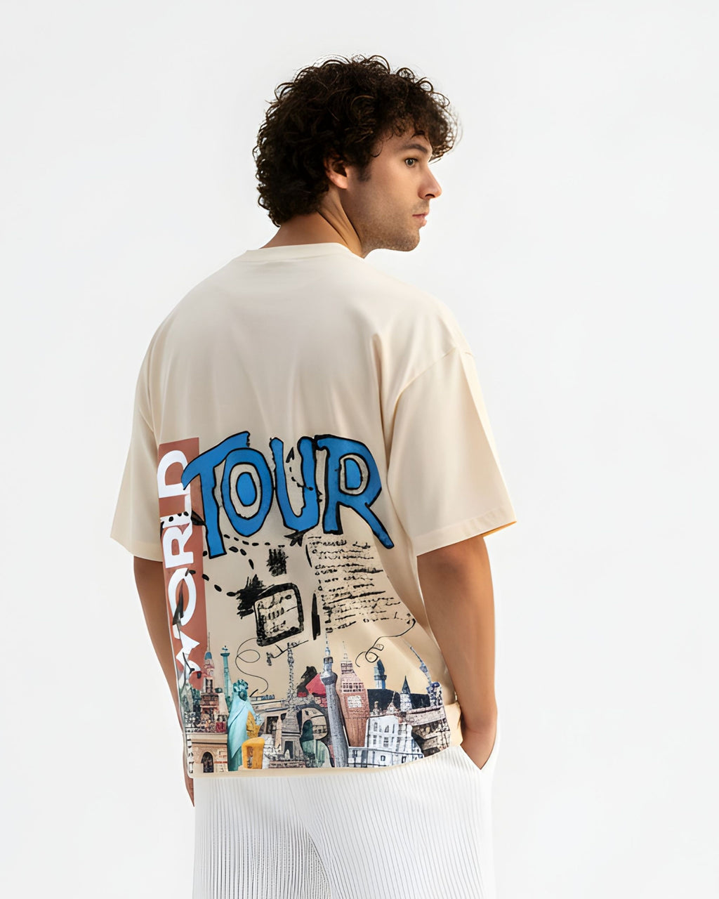 World Tour Oversized T-Shirt, Cotton, Printed Graphic, Crew Neck, Casual Streetwear, Unisex