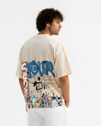 World Tour Oversized T-Shirt, Cotton, Printed Graphic, Crew Neck, Casual Streetwear, Unisex