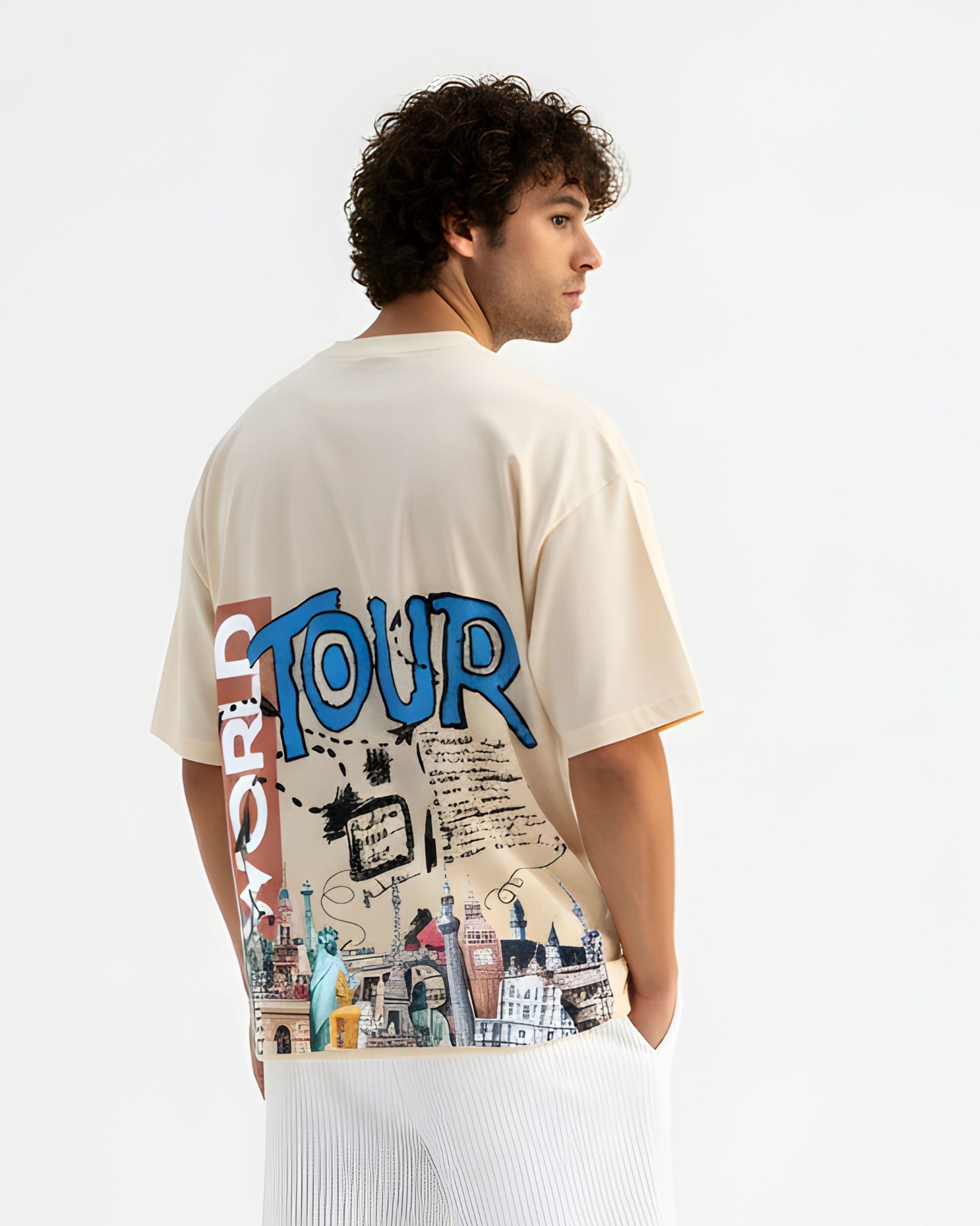 World Tour Oversized T-Shirt, Cotton, Printed Graphic, Crew Neck, Casual Streetwear, Unisex