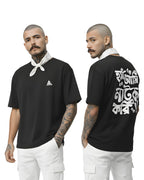 Bangla Typography Oversized T-Shirt, Black, 100% Cotton, Boxy Fit, Graphic Print, Crew Neck, Unisex